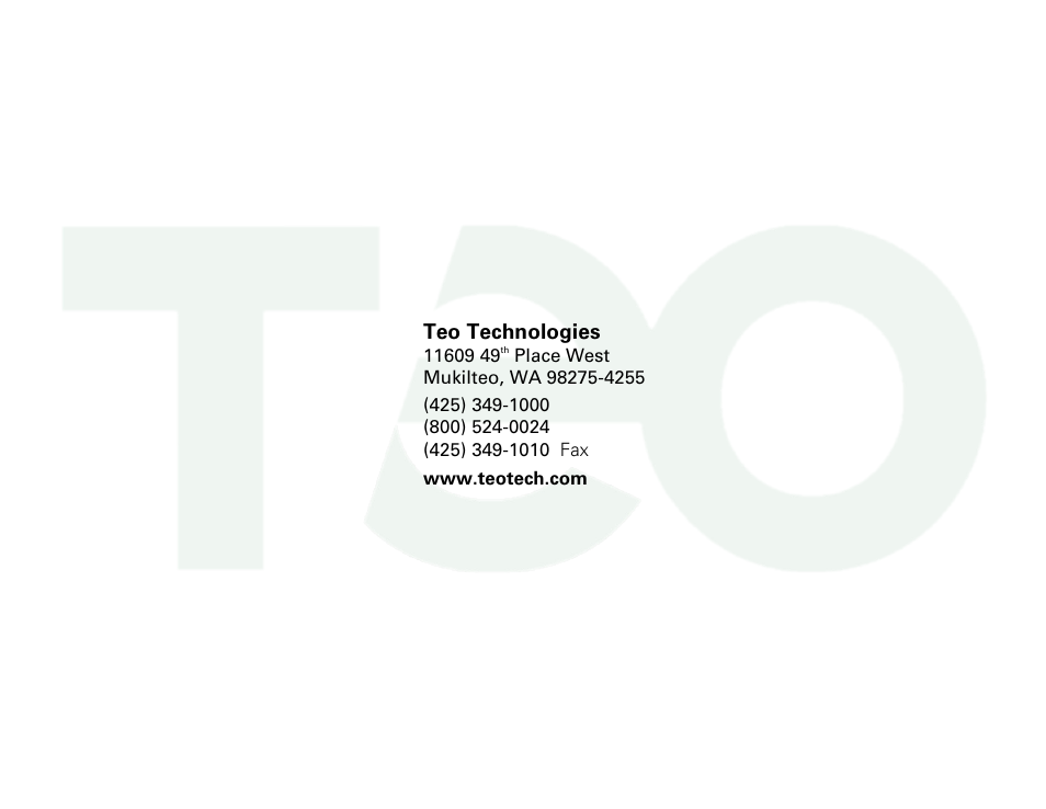 Teo technologies | Teo E911 Response System User Manual | Page 6 / 6