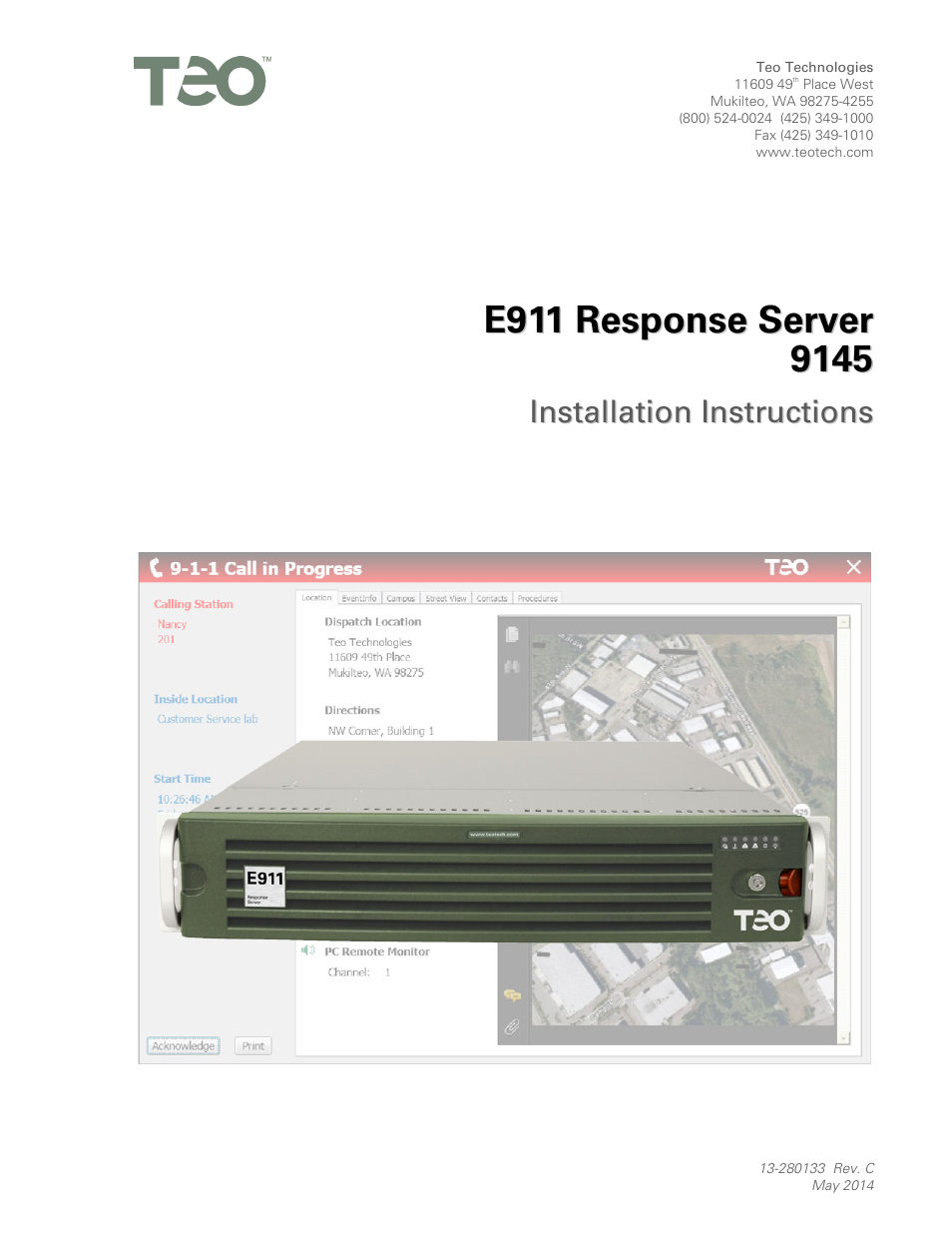 Teo E911 Response System Installation User Manual | 90 pages