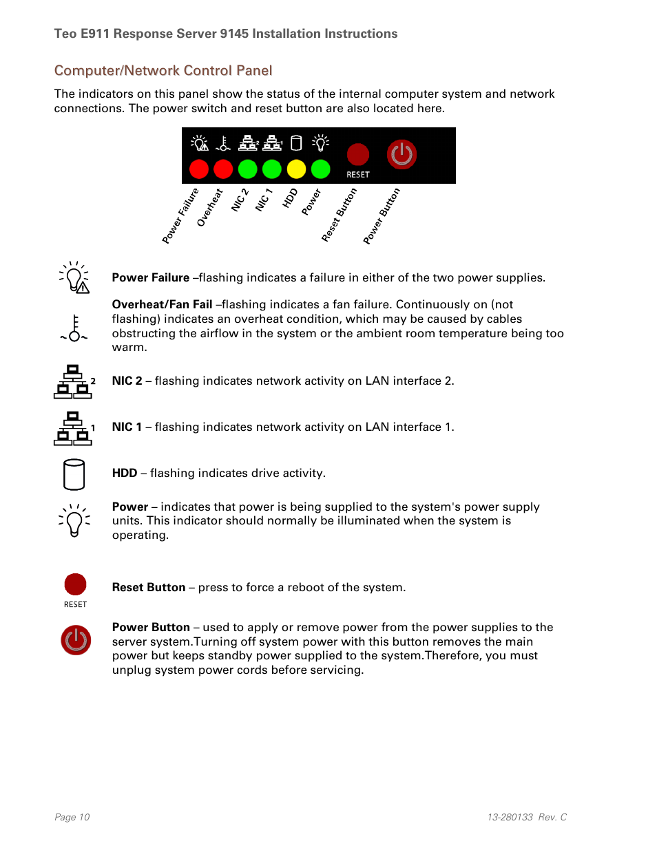 Computer/network control panel | Teo E911 Response System Installation User Manual | Page 10 / 90