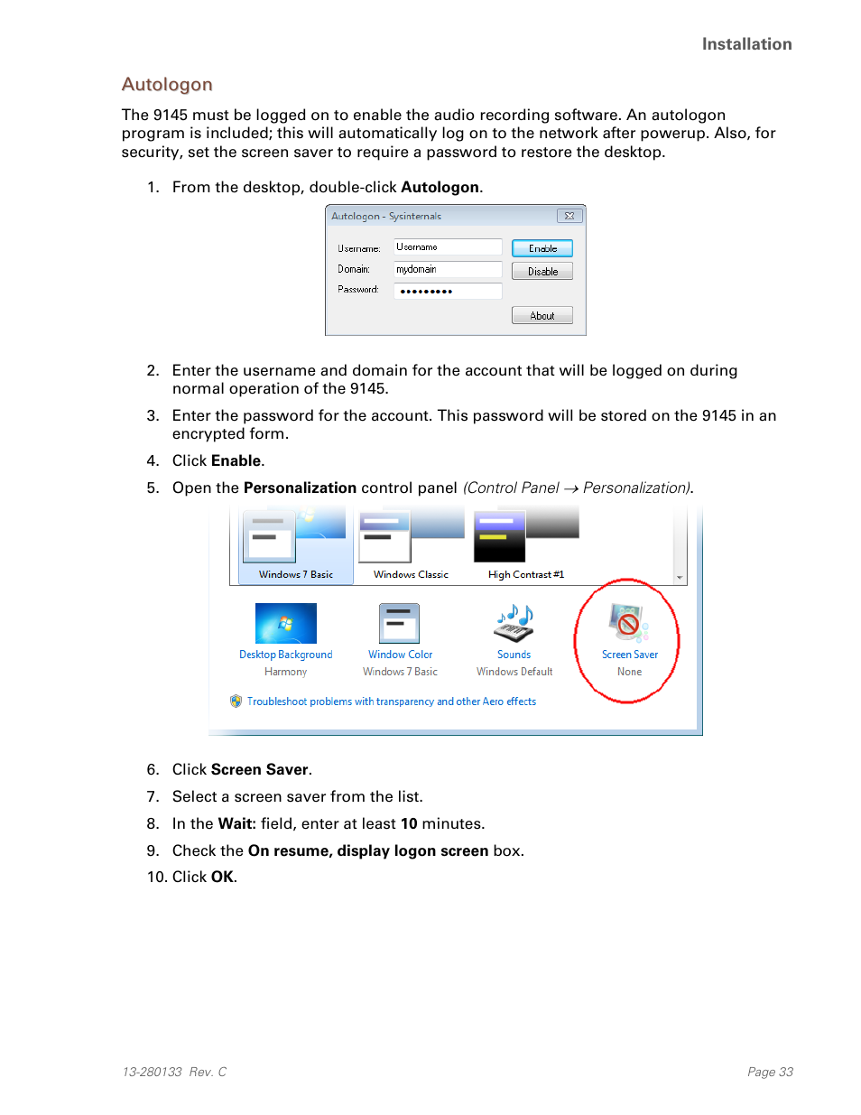 Autologon | Teo E911 Response System Installation User Manual | Page 33 / 90