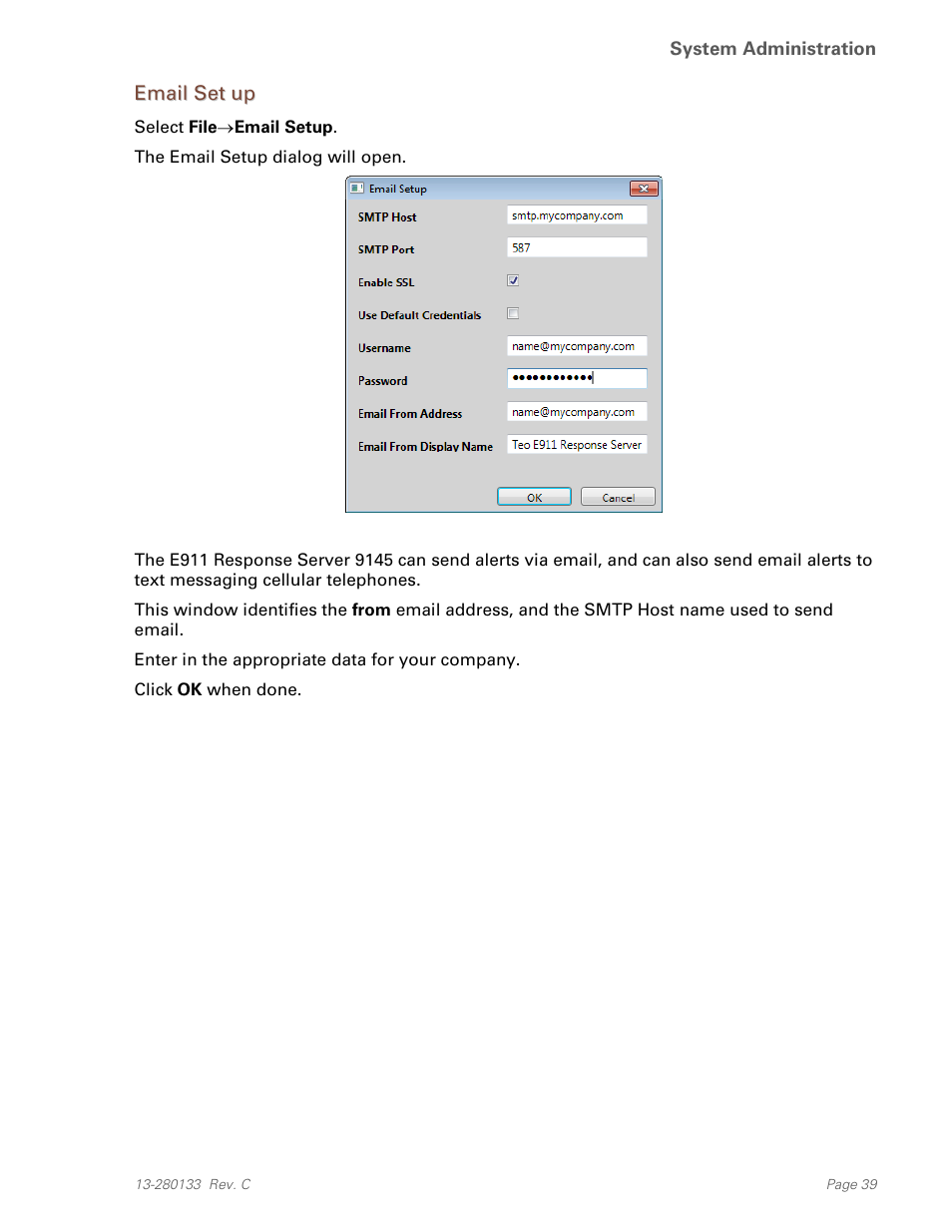Email set up | Teo E911 Response System Installation User Manual | Page 39 / 90