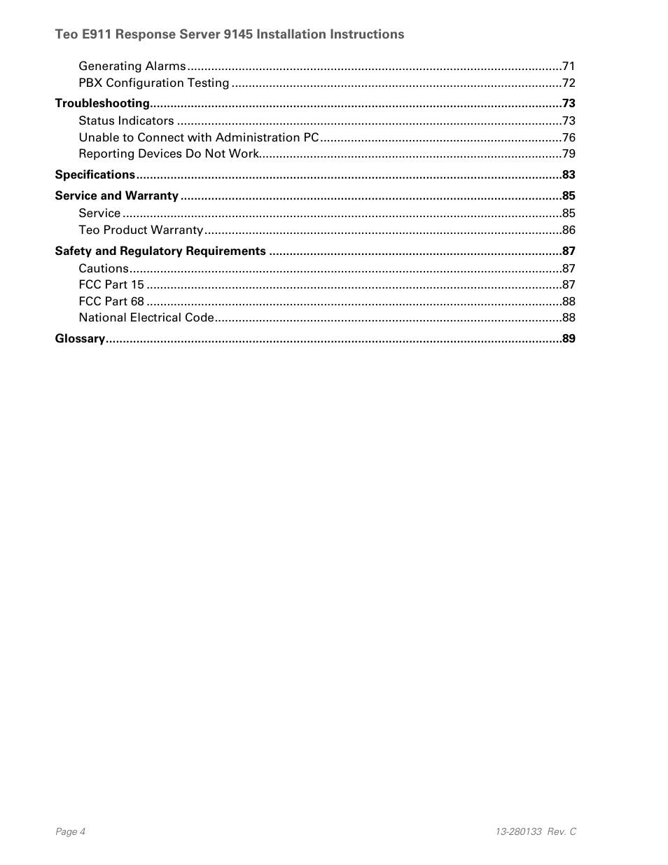 Teo E911 Response System Installation User Manual | Page 4 / 90