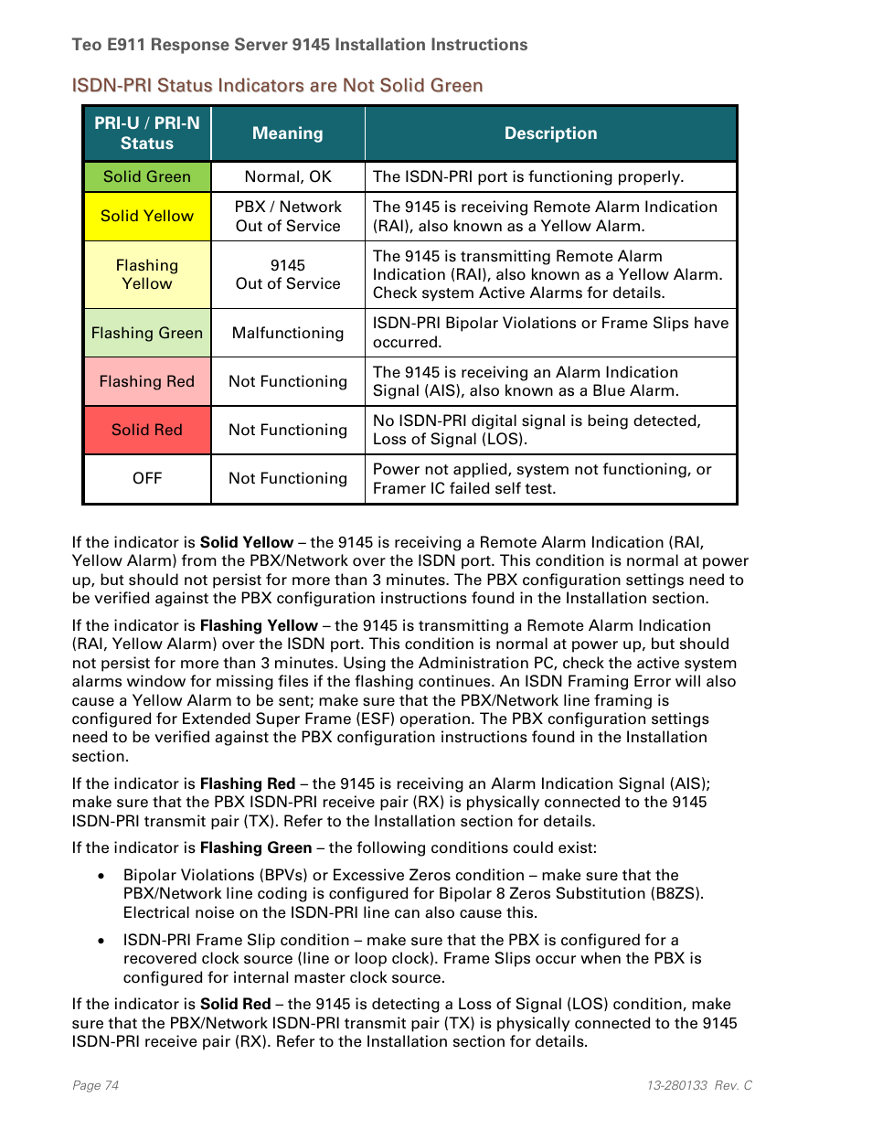 Teo E911 Response System Installation User Manual | Page 74 / 90