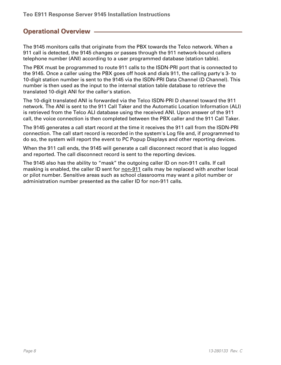 Operational overview | Teo E911 Response System Installation User Manual | Page 8 / 90