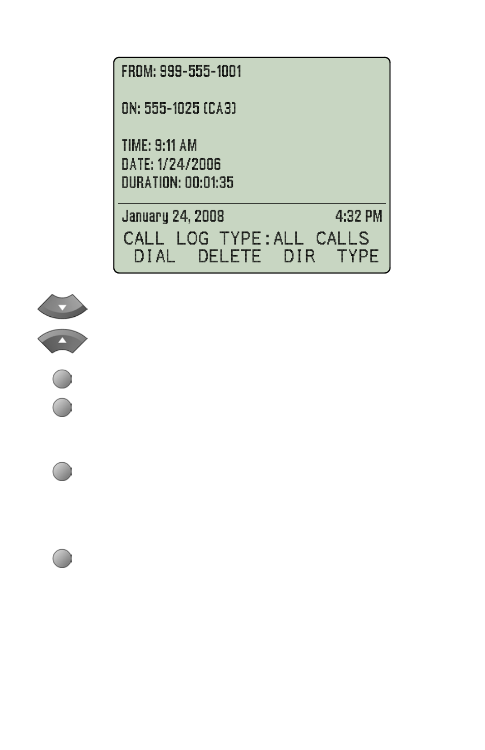 Shortcut to the unanswered call log, Call log type:all calls dial delete dir type | Teo 8810 ISDN Phone User Manual | Page 18 / 64