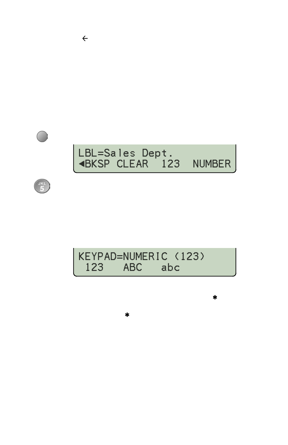 Key labels, Lbl=sales dept. <bksp clear 123 number | Teo 8810 ISDN Phone User Manual | Page 33 / 64