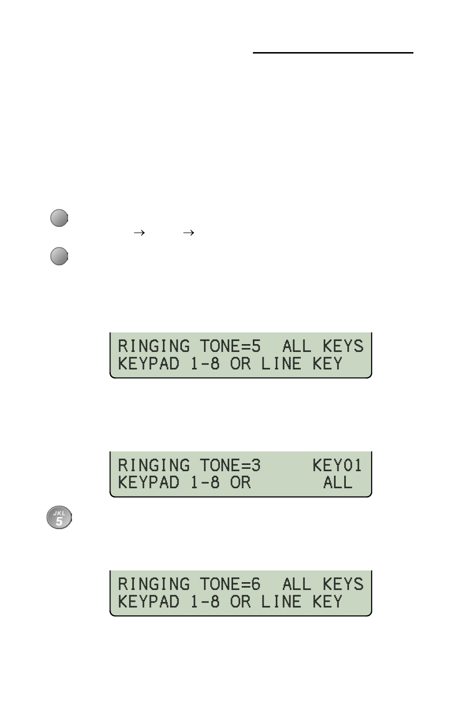 Personal ringing options, Ringing tone, Ringing tone=5 all keys keypad 1-8 or line key | Ringing tone=6 all keys keypad 1-8 or line key | Teo 8810 ISDN Phone User Manual | Page 48 / 64