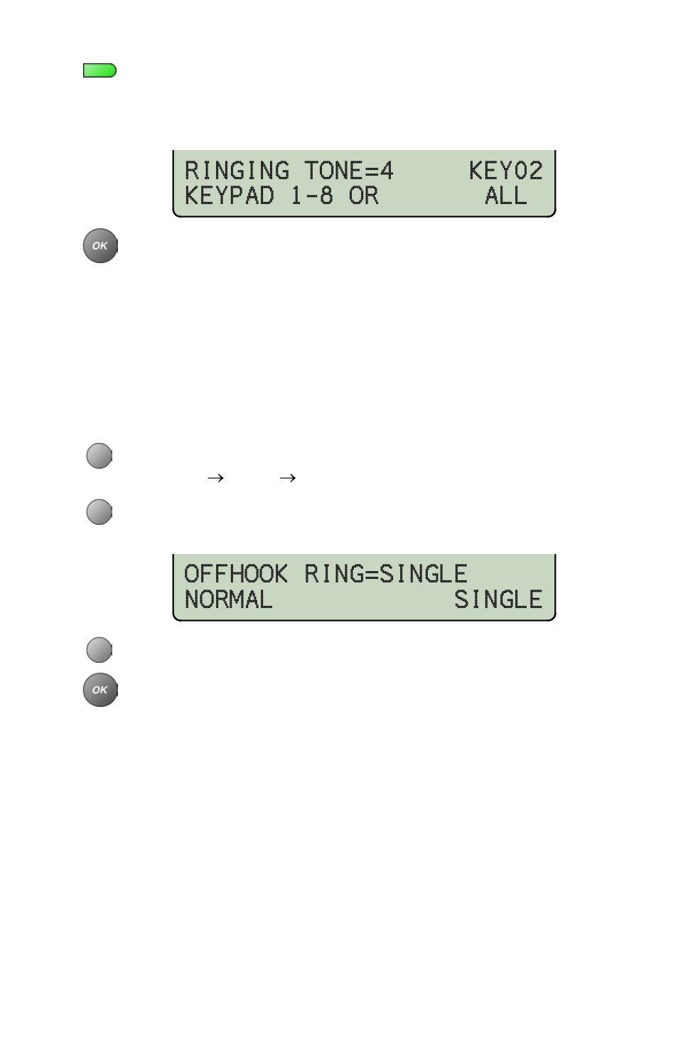 Off-hook ringing options, Offhook ring=single normal single | Teo 8810 ISDN Phone User Manual | Page 49 / 64