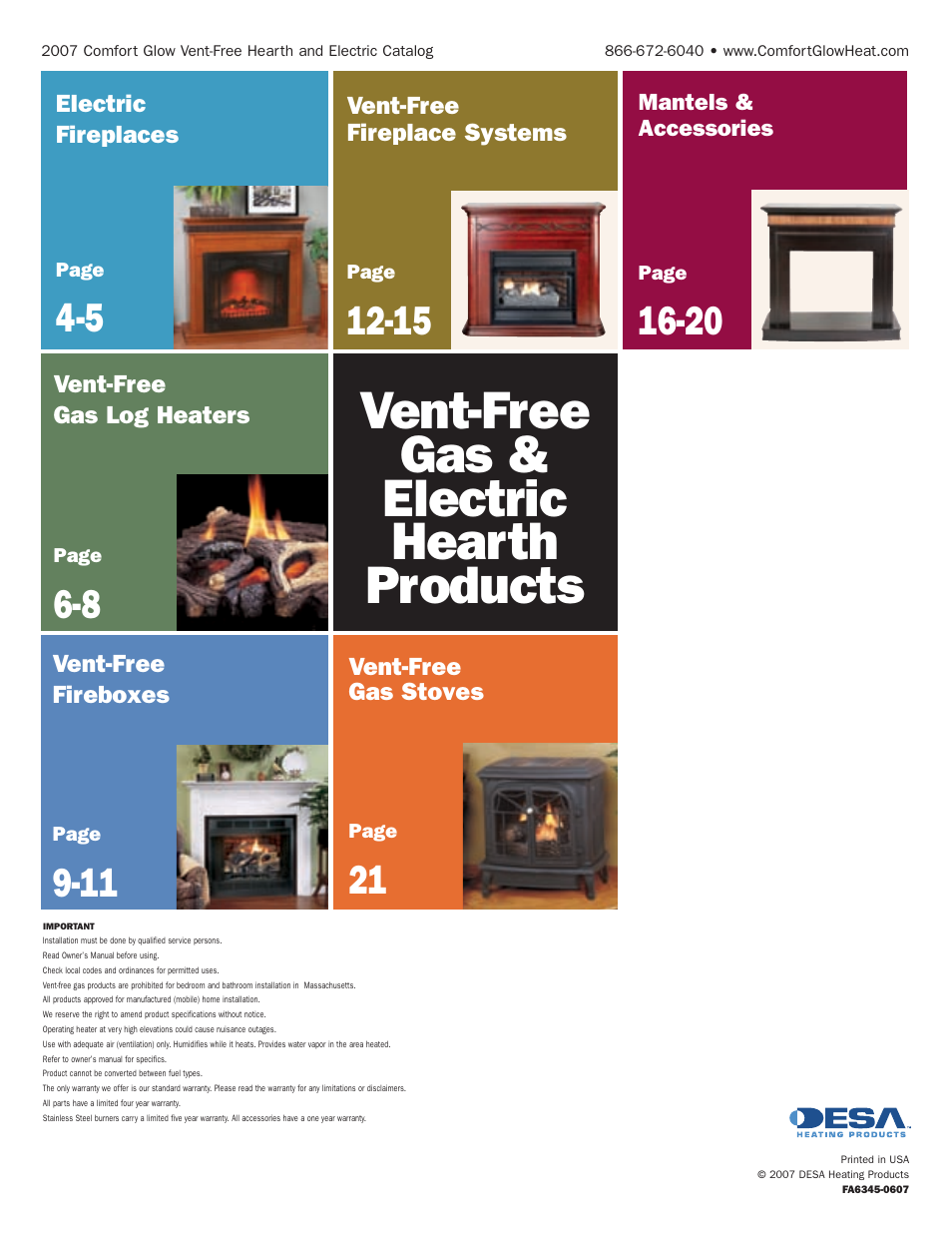 Vent-free gas & electric hearth products | Desa Tech Vent-Free Gas and Electric Hearth User Manual | Page 13 / 13