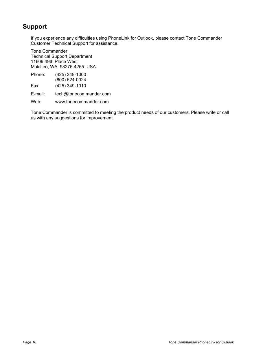 Support | Teo PhoneLink for Outlook User Manual | Page 10 / 10
