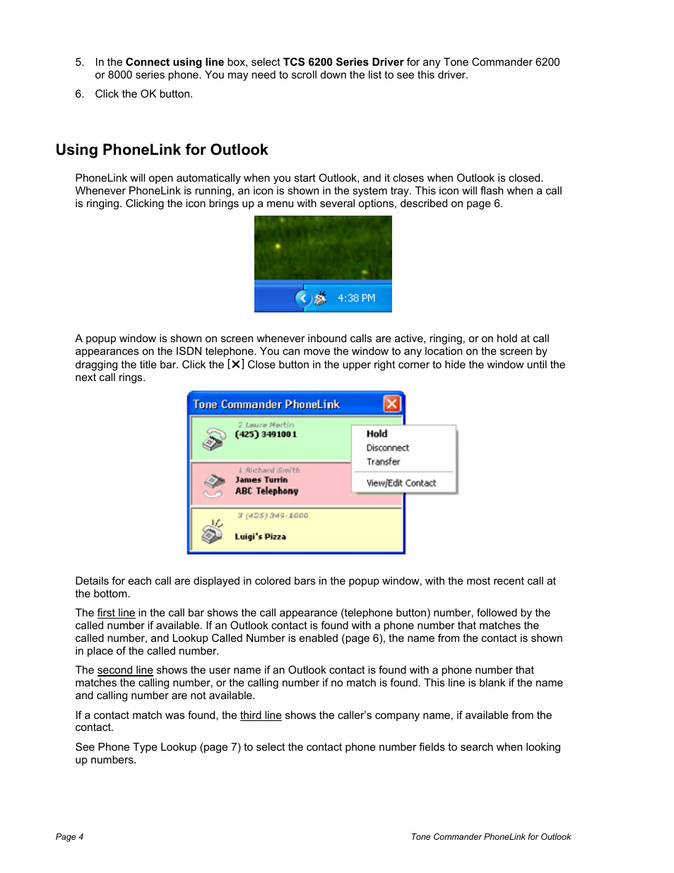 Using phonelink for outlook | Teo PhoneLink for Outlook User Manual | Page 4 / 10