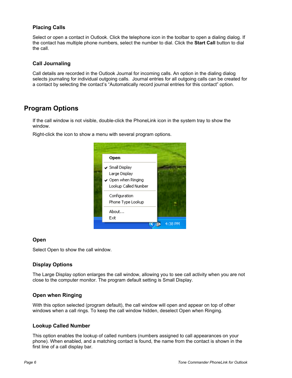 Program options | Teo PhoneLink for Outlook User Manual | Page 6 / 10