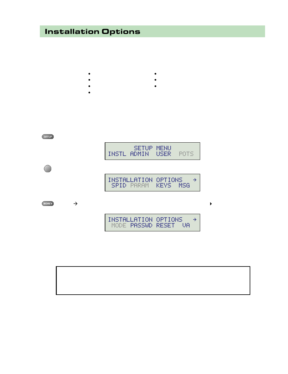 Installation options, Installation options menu | Teo 8610 ISDN Phone Installation User Manual | Page 19 / 52