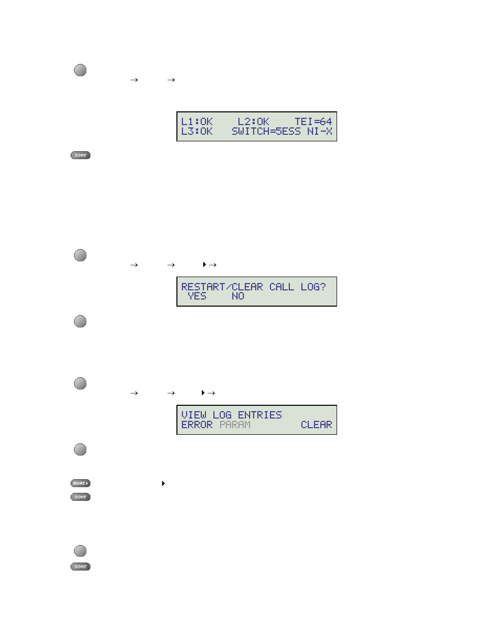 Diagnostic display, Restart, Viewing the error and download logs | Clearing logs | Teo 8610 ISDN Phone Installation User Manual | Page 37 / 52