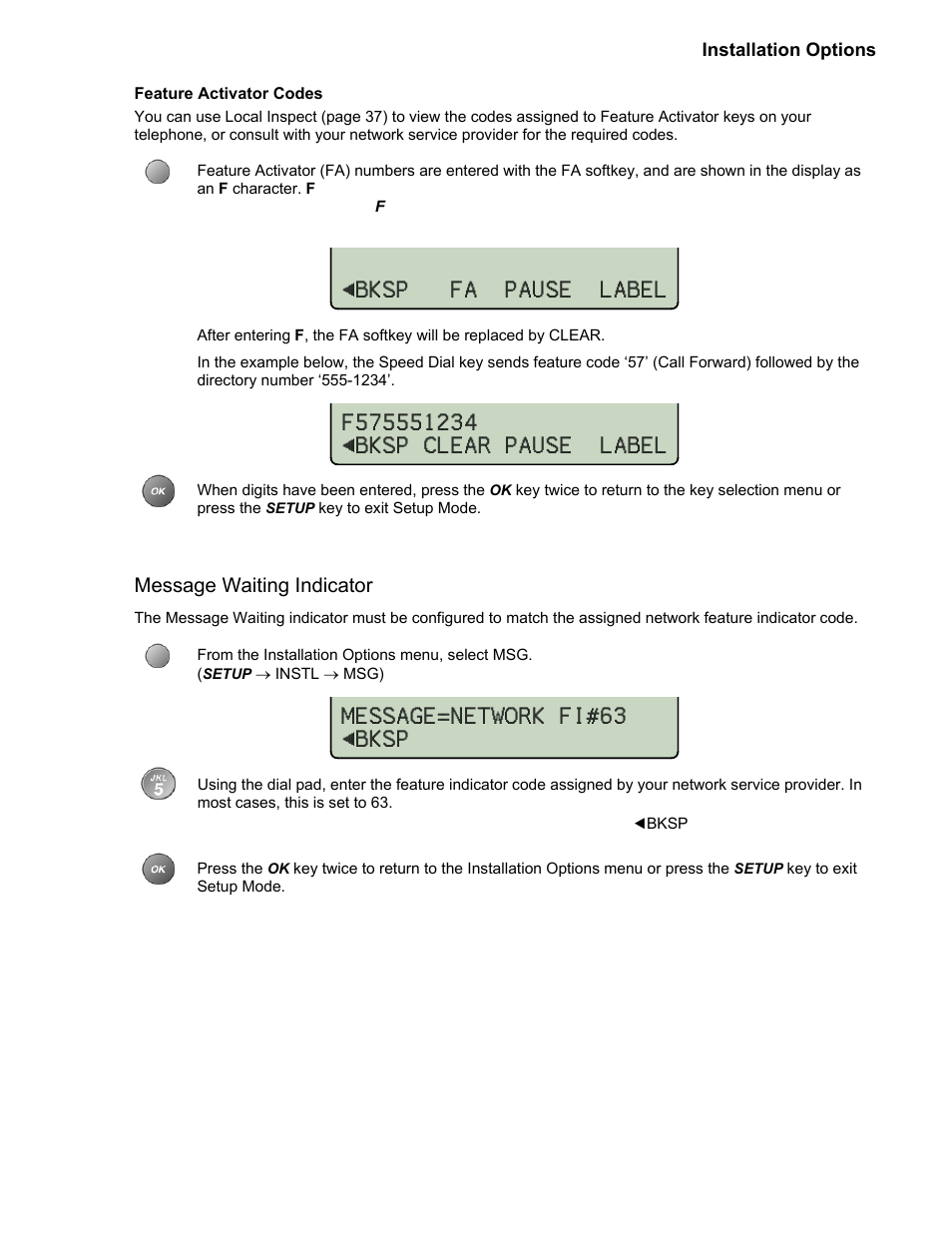 Message waiting indicator | Teo 8810 ISDN Phone Installation User Manual | Page 27 / 58