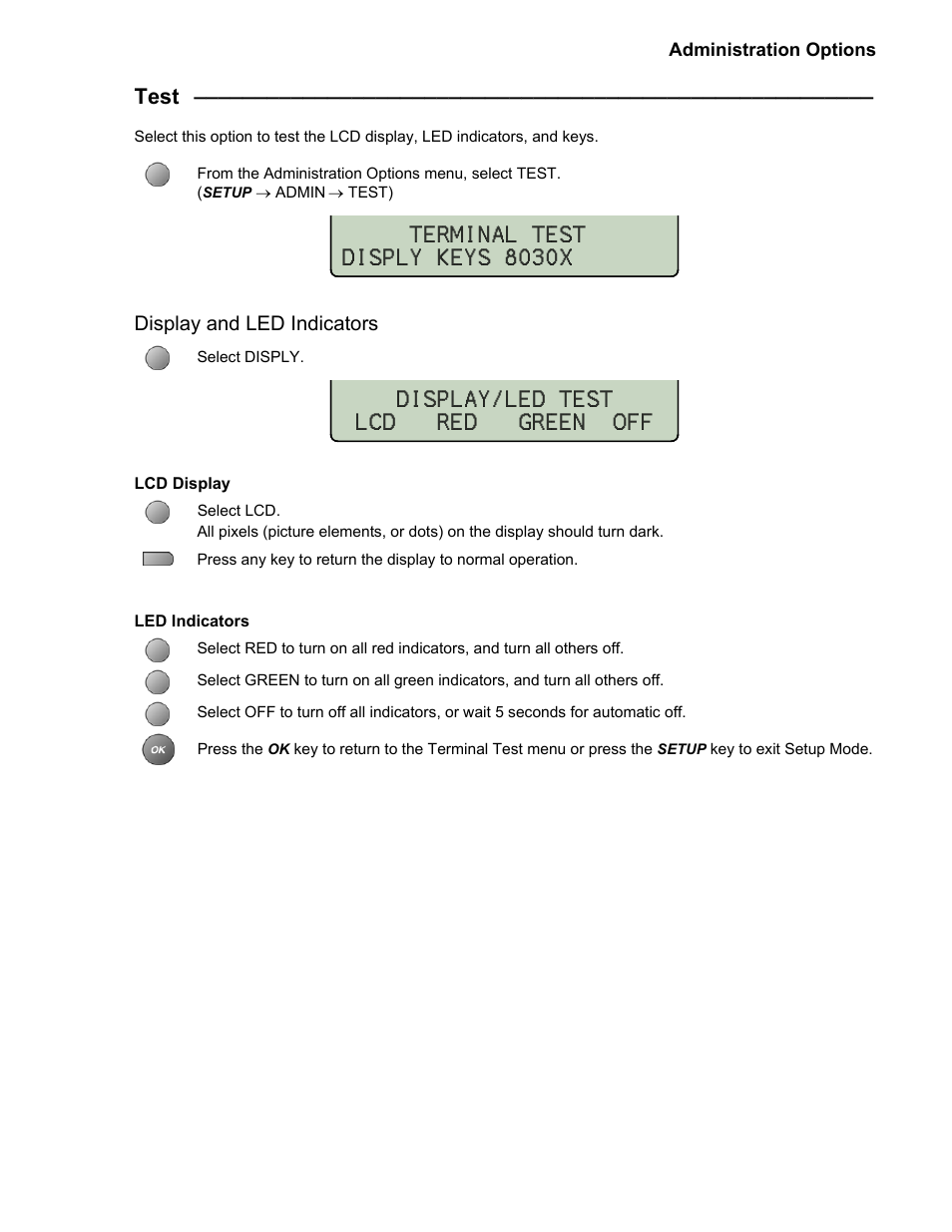 Test, Display and led indicators | Teo 8810 ISDN Phone Installation User Manual | Page 41 / 58