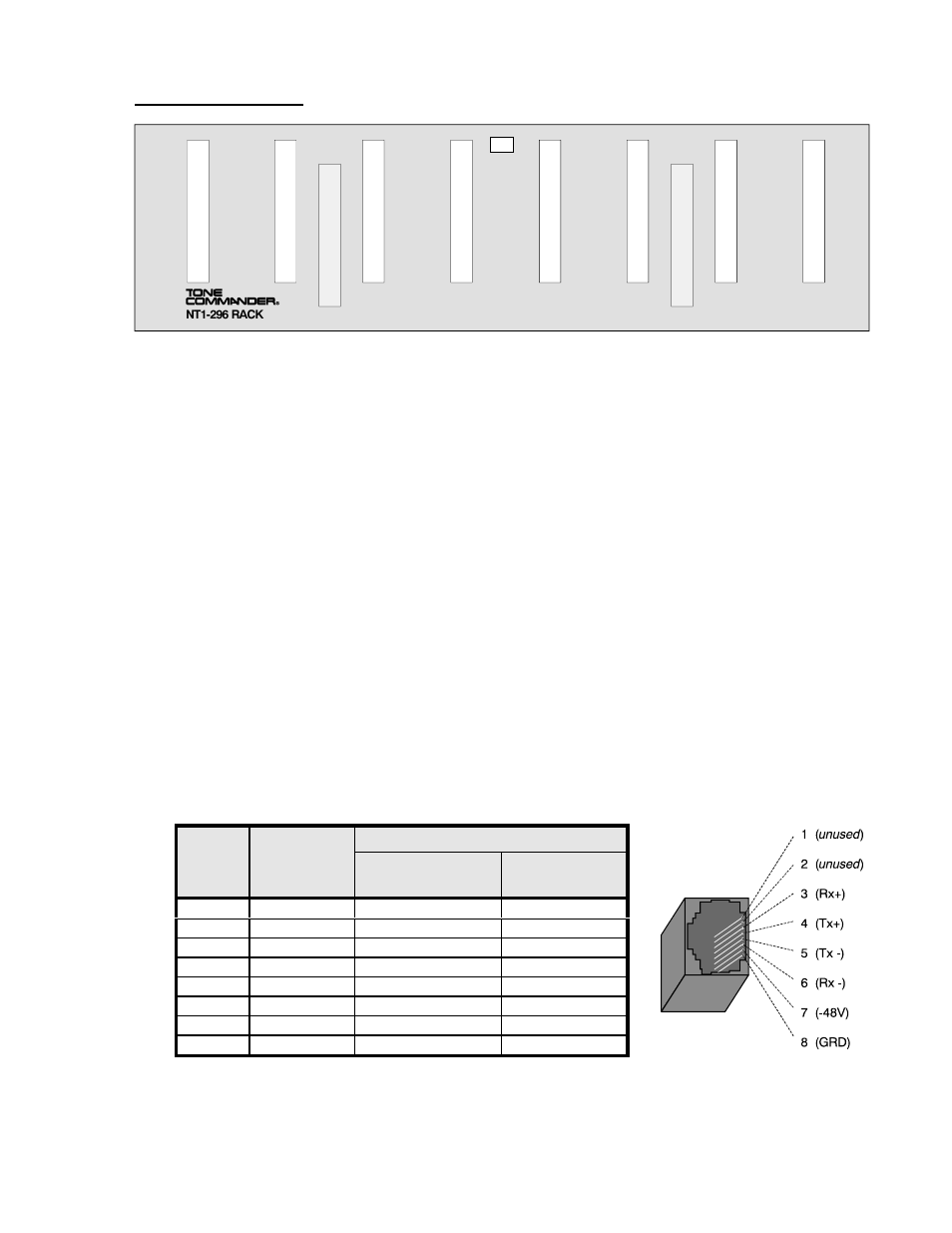 Cable connections, At&t), S/t interface | Table 1 – modular jack pinout | Teo NT1-296 Rack User Manual | Page 5 / 10