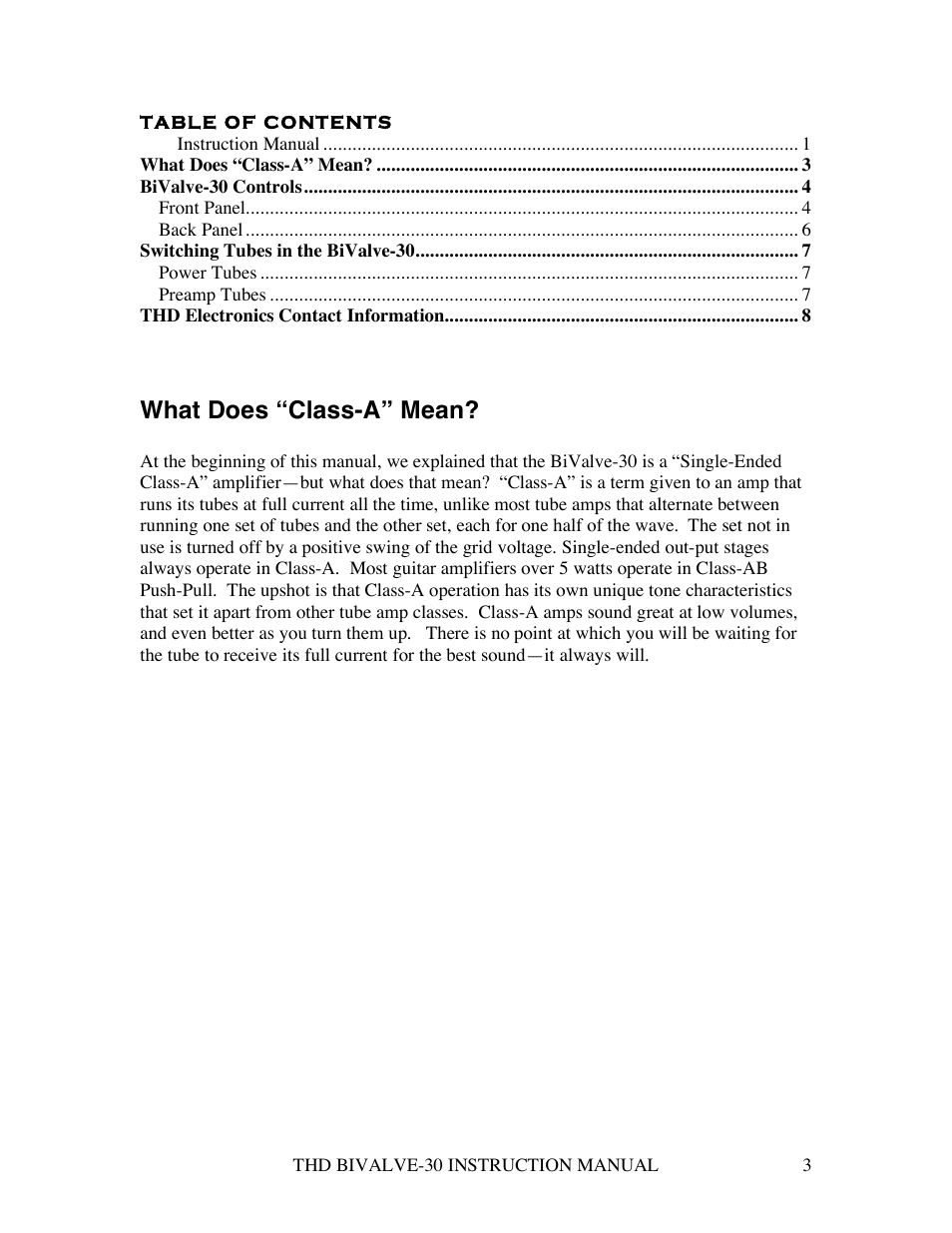 What does “class-a” mean | THD Electronics BiValve-30 User Manual | Page 3 / 8