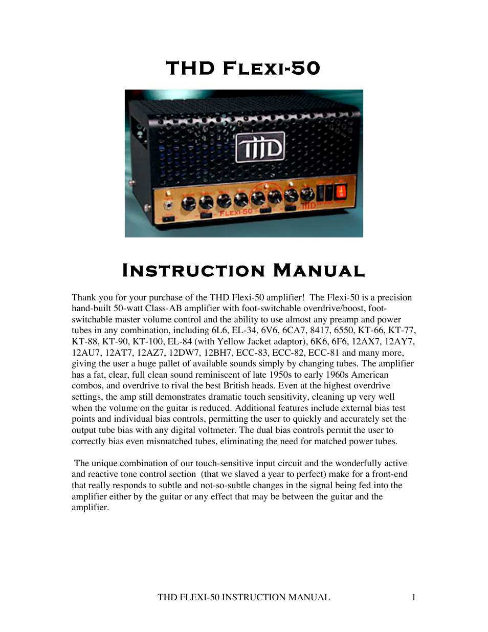 THD Electronics Flexi-50 User Manual | 11 pages