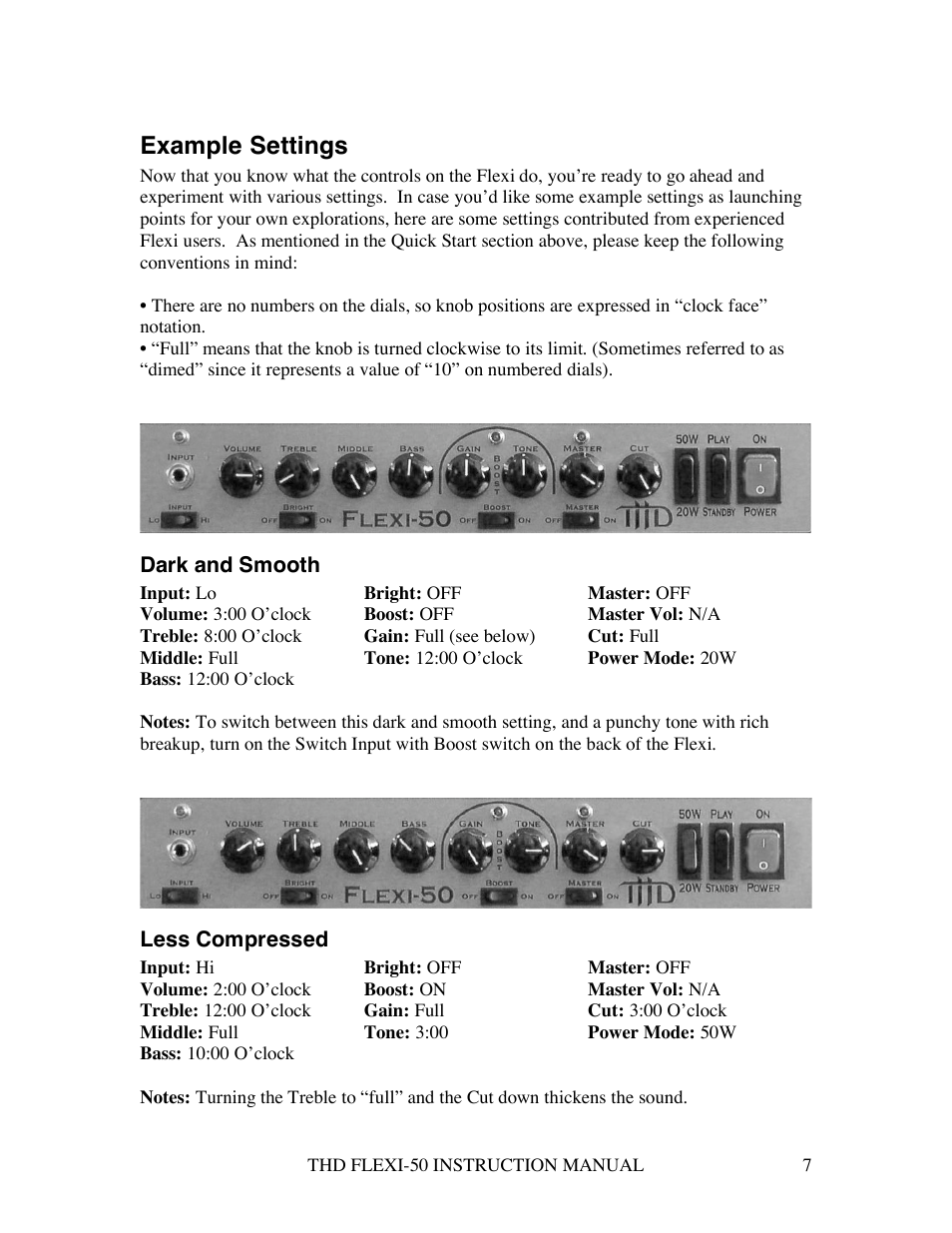 Example settings | THD Electronics Flexi-50 User Manual | Page 7 / 11