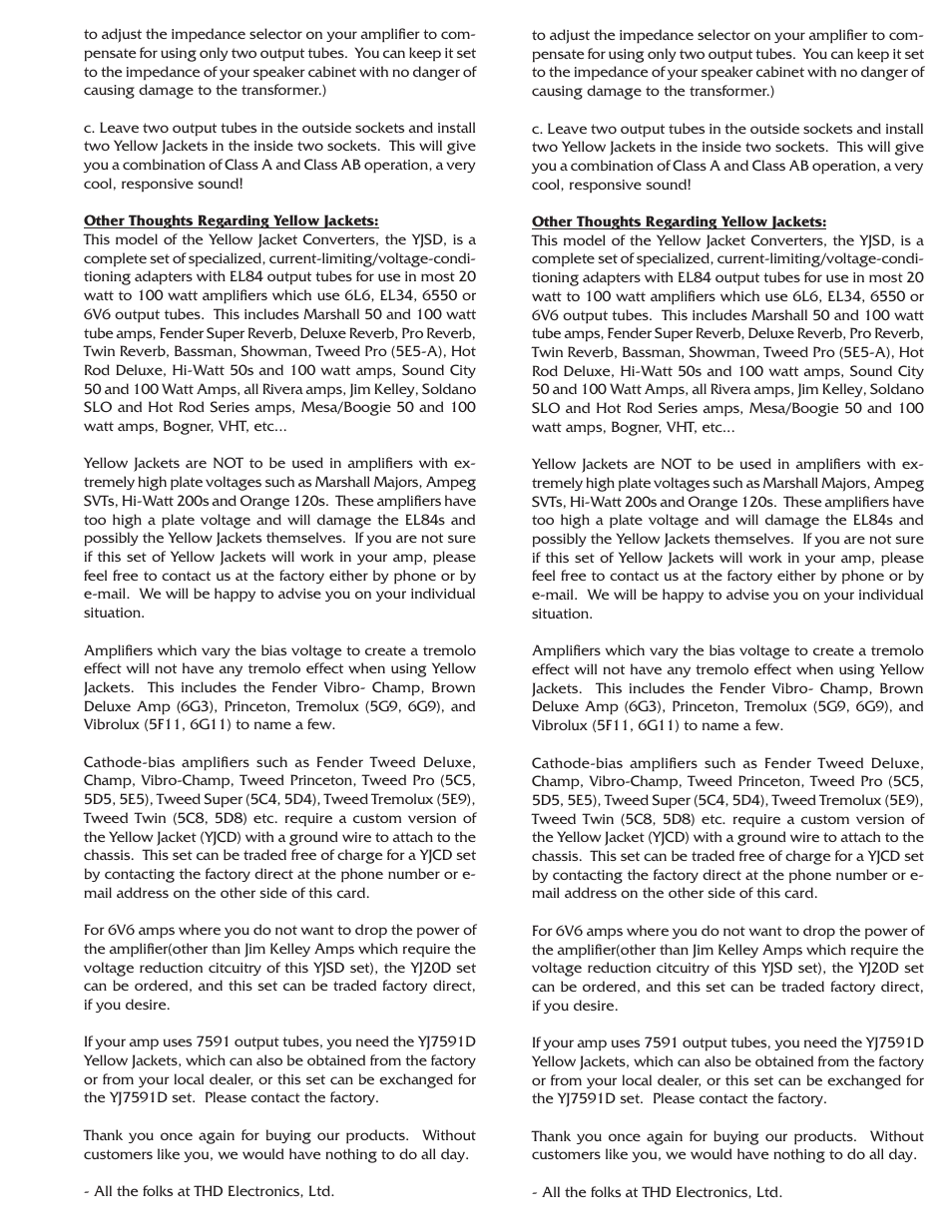 THD Electronics YJSD User Manual | Page 2 / 2
