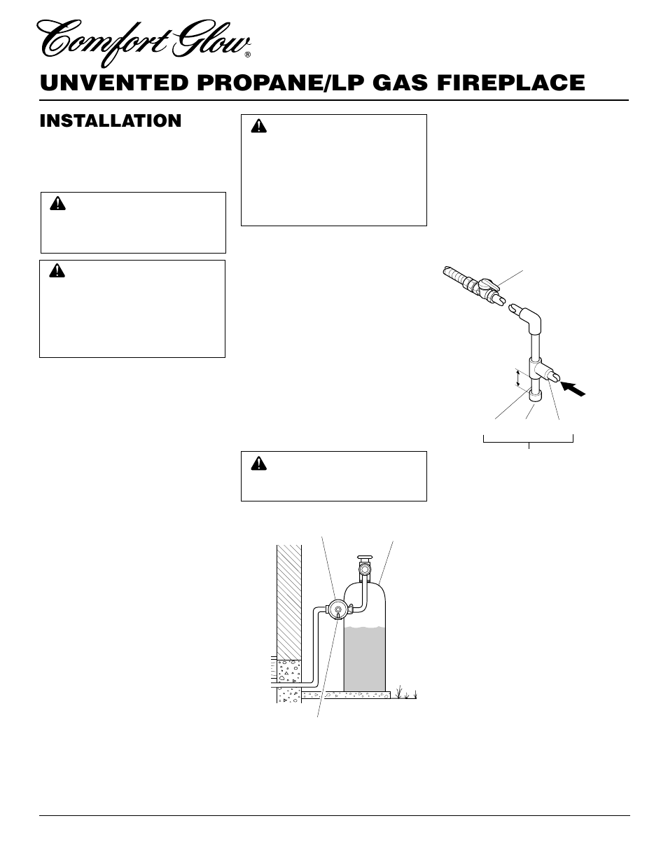 Unvented propane/lp gas fireplace, Installation, Continued | Desa Tech CGEFP33PR User Manual | Page 14 / 38