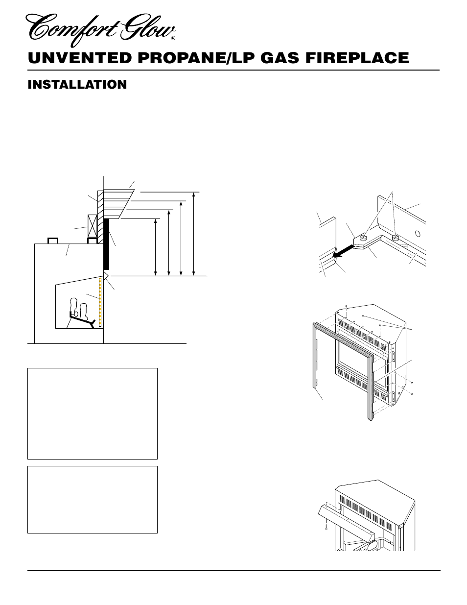 Unvented propane/lp gas fireplace, Installation, Continued | Installing hood | Desa Tech CGEFP33PR User Manual | Page 18 / 38