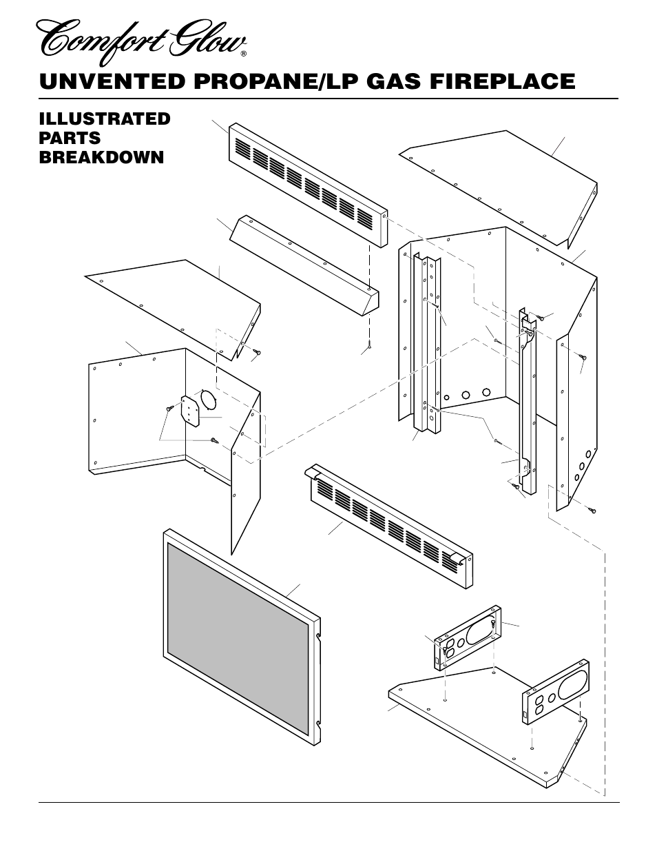 Unvented propane/lp gas fireplace, Illustrated parts breakdown, Firebox | Desa Tech CGEFP33PR User Manual | Page 32 / 38