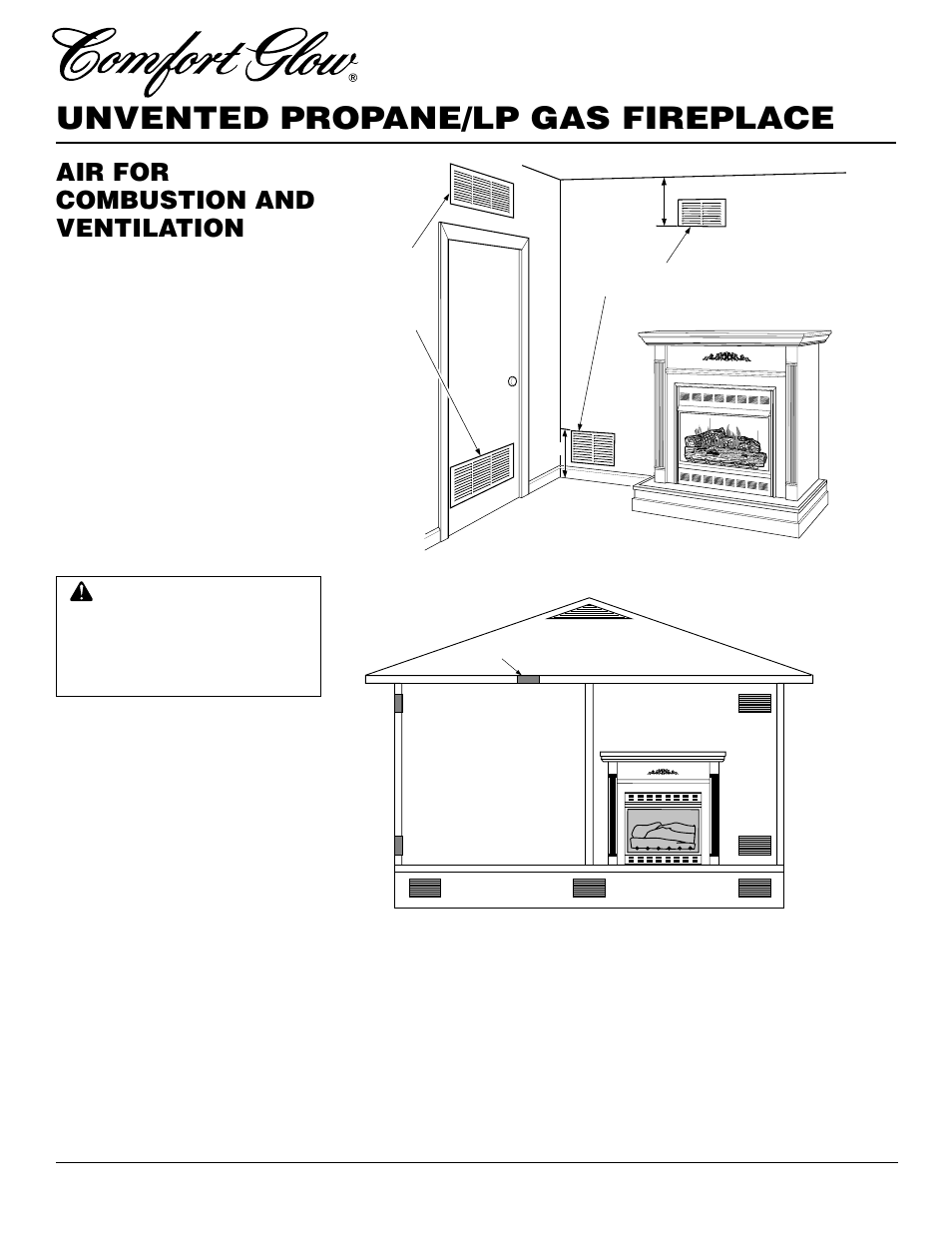 Unvented propane/lp gas fireplace, Air for combustion and ventilation, Continued | Desa Tech CGEFP33PR User Manual | Page 6 / 38