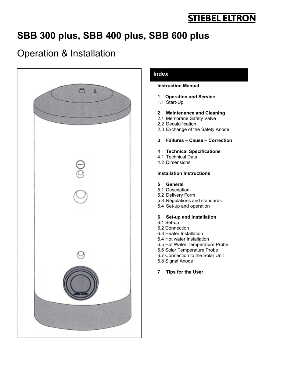 Thermo Technologies SBB Solar Storage Tank User Manual | 9 pages