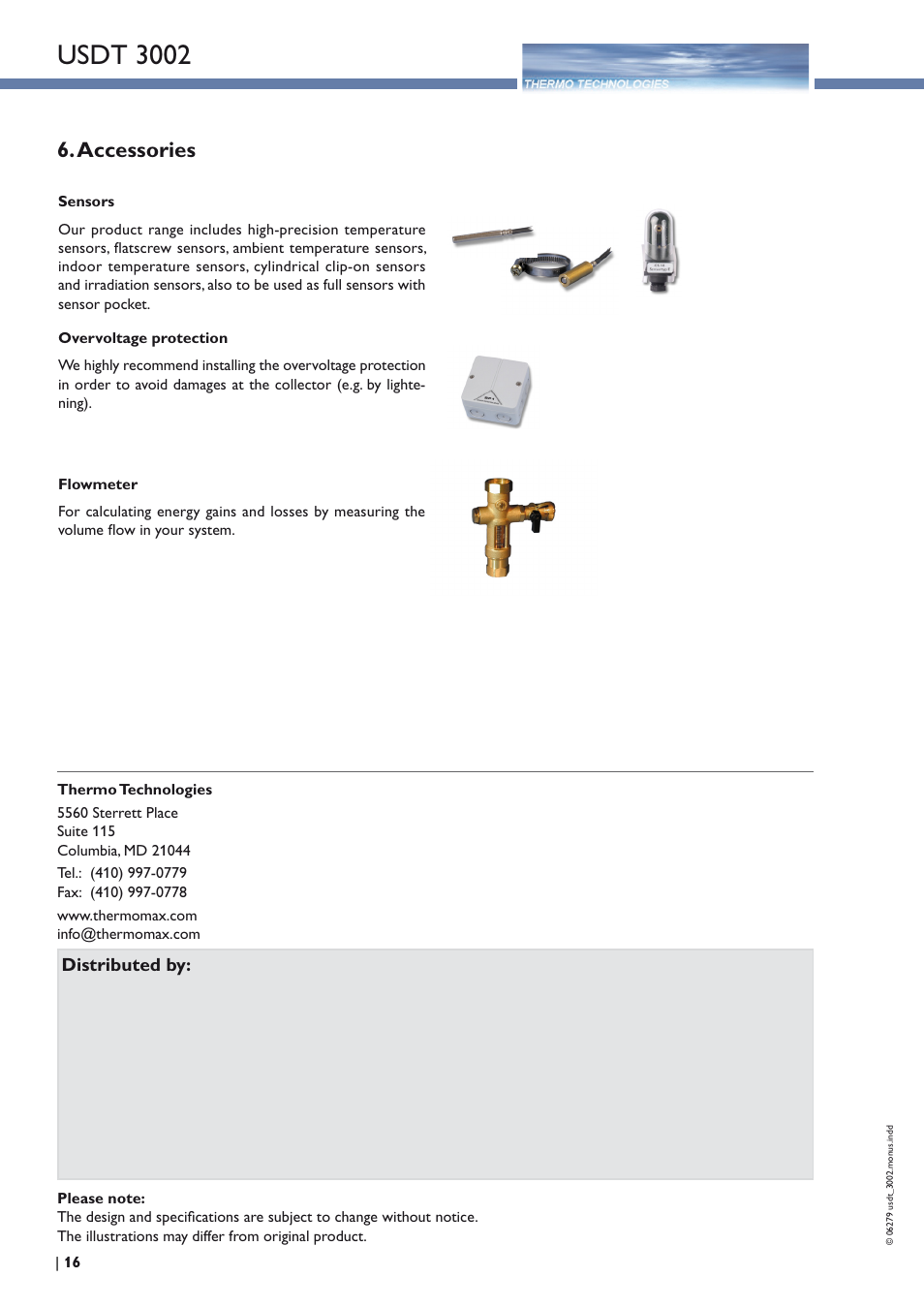 Usdt 3002, Accessories | Thermo Technologies USDT 3002 User Manual | Page 16 / 16