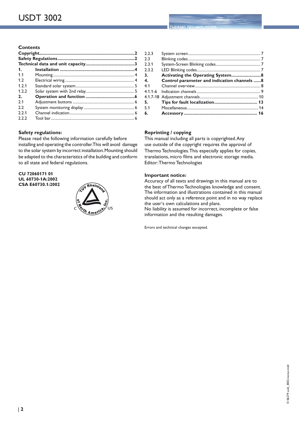 Usdt 3002 | Thermo Technologies USDT 3002 User Manual | Page 2 / 16