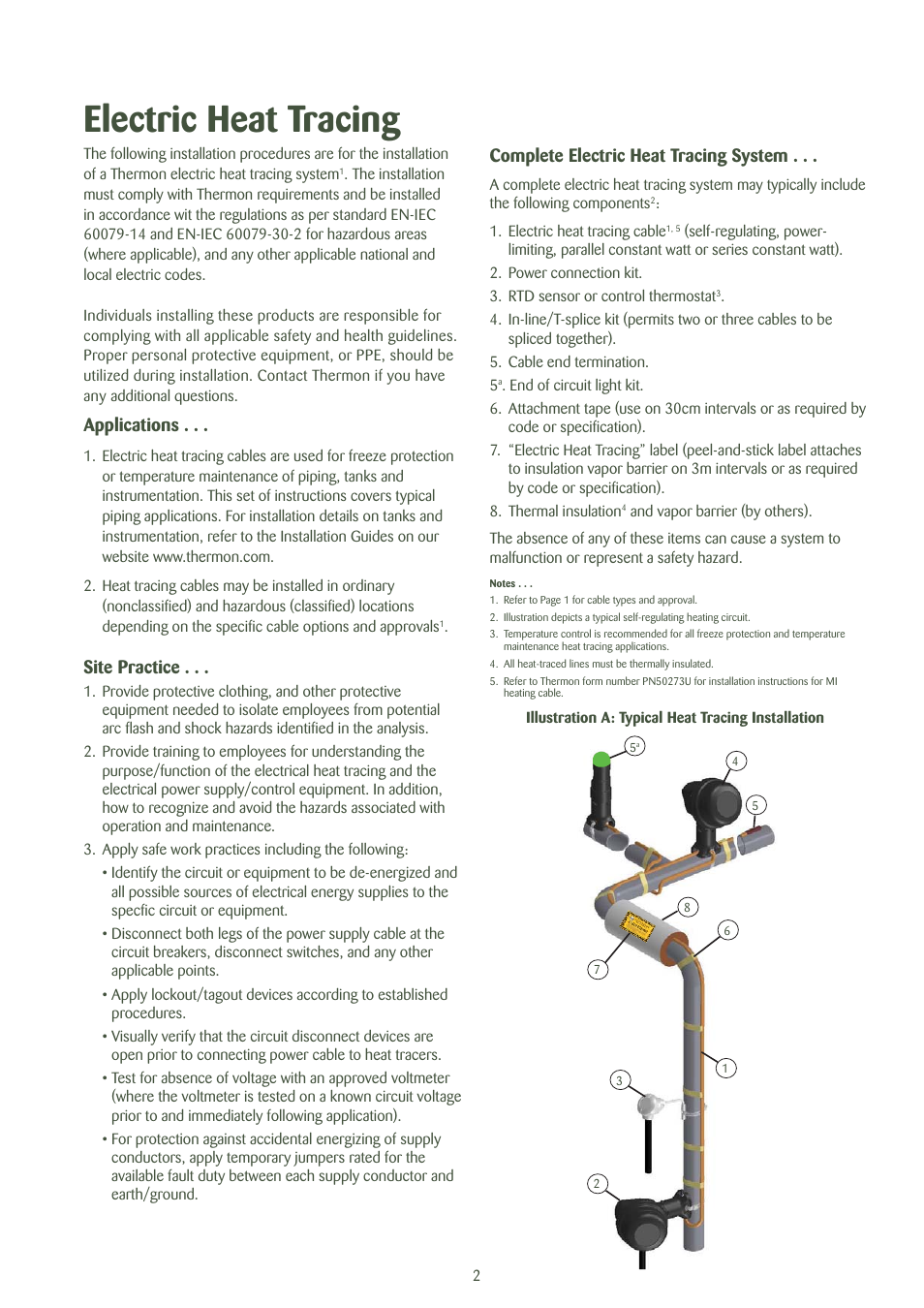 Electric heat tracing, Site practice, Applications | Complete electric heat tracing system | Thermon Electric Heat Tracing User Manual | Page 3 / 12