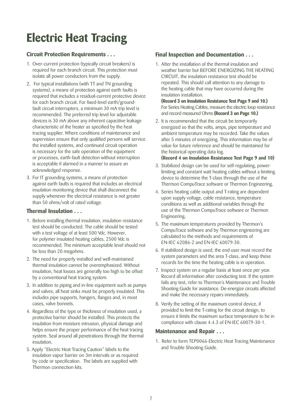 Electric heat tracing | Thermon Electric Heat Tracing User Manual | Page 8 / 12