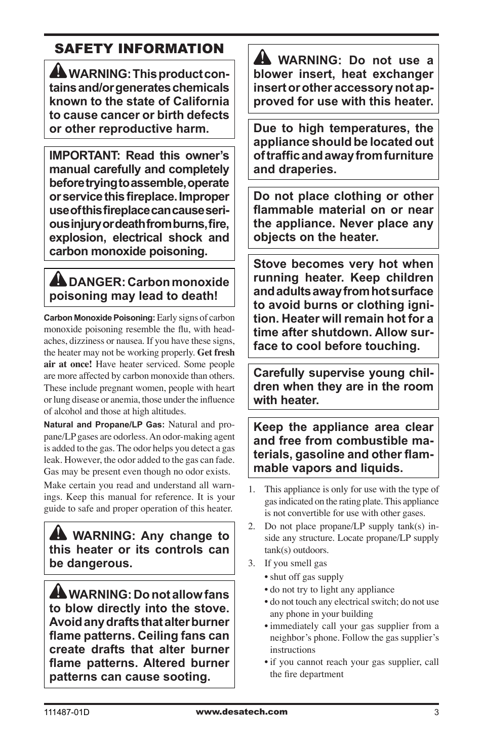 Safety information | Desa Tech CSPBNT  EN User Manual | Page 3 / 24