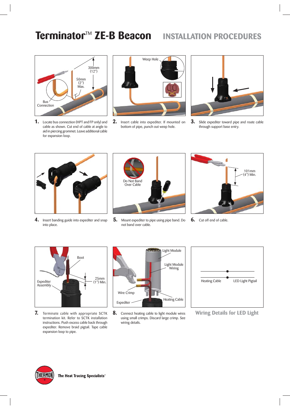 Terminator, Ze-b beacon, Installation procedures | Thermon ZE-B Beacon Terminator User Manual | Page 3 / 4