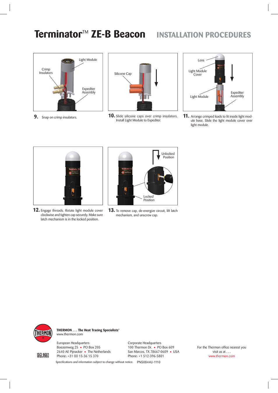 Terminator, Ze-b beacon, Installation procedures | Thermon ZE-B Beacon Terminator User Manual | Page 4 / 4