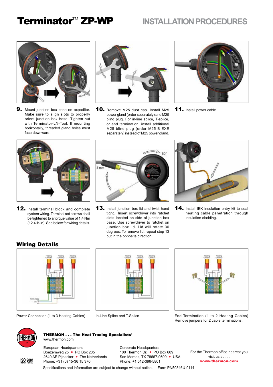 Terminator, Zp-wp, Installation procedures | Wiring details | Thermon ZP-WP Terminator User Manual | Page 4 / 4