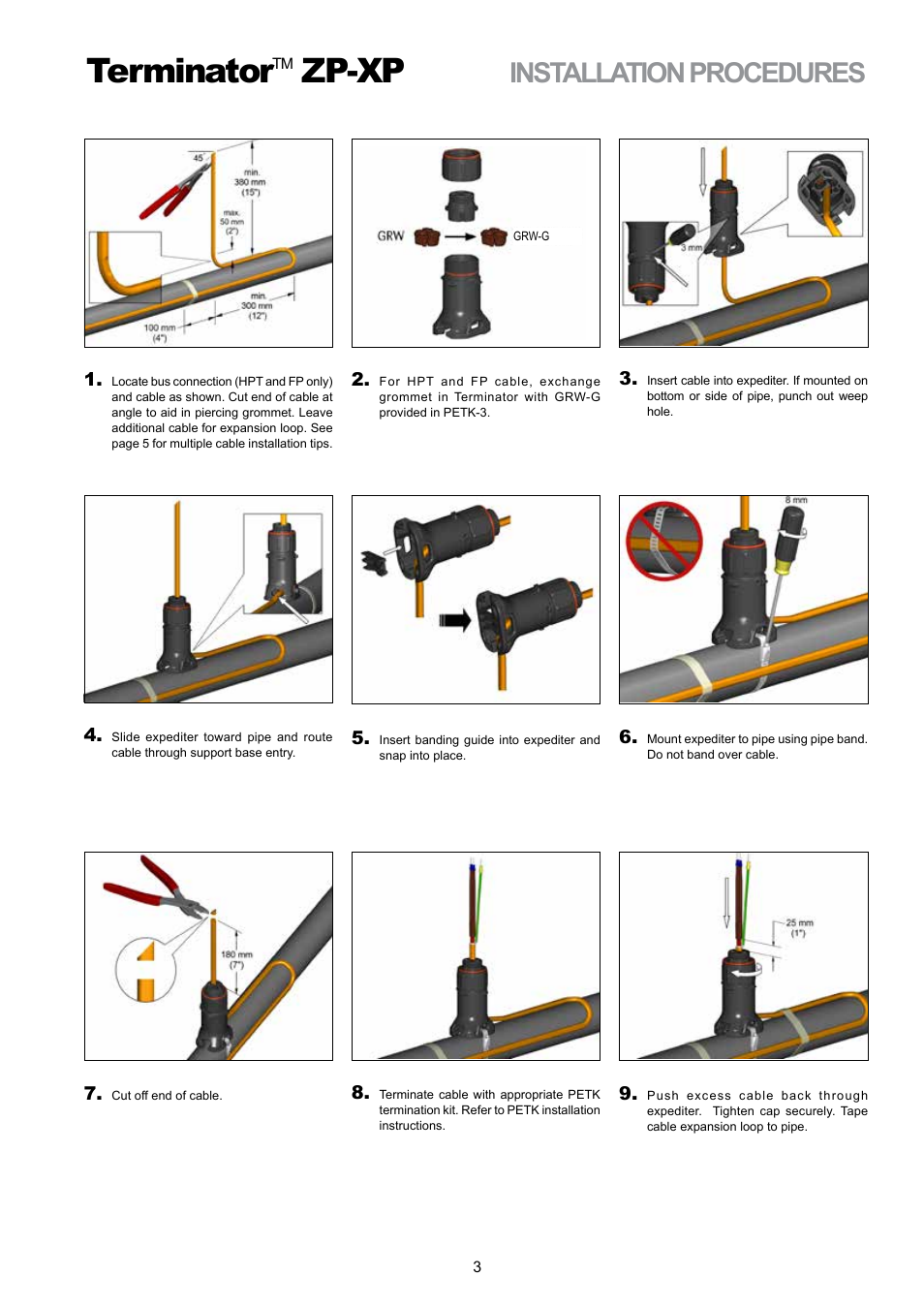 Terminator, Zp-xp, Installation procedures | Thermon ZP-XP Terminator User Manual | Page 3 / 6