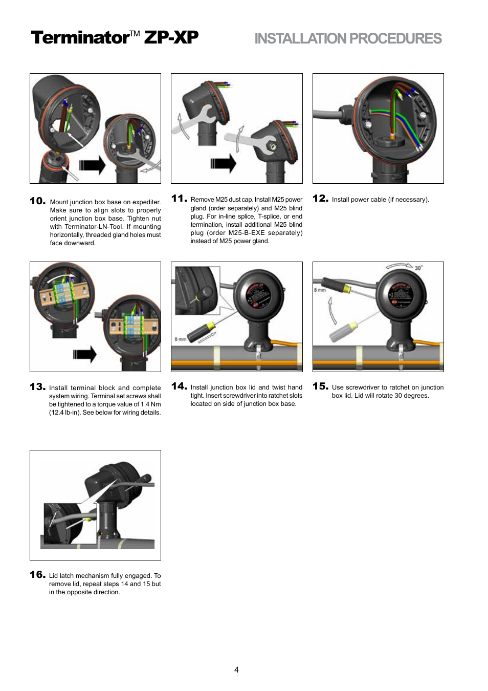 Terminator, Zp-xp, Installation procedures | Thermon ZP-XP Terminator User Manual | Page 4 / 6