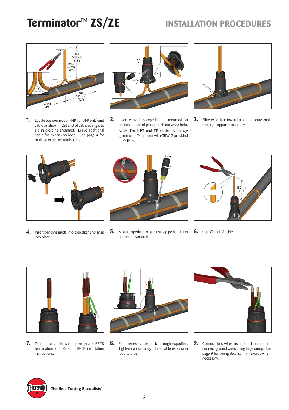 Terminator, Zs/ze, Installation procedures | Thermon ZS Terminator User Manual | Page 3 / 4