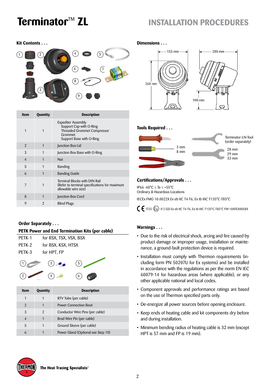 Terminator, Installation procedures | Thermon ZL Terminator User Manual | Page 2 / 7