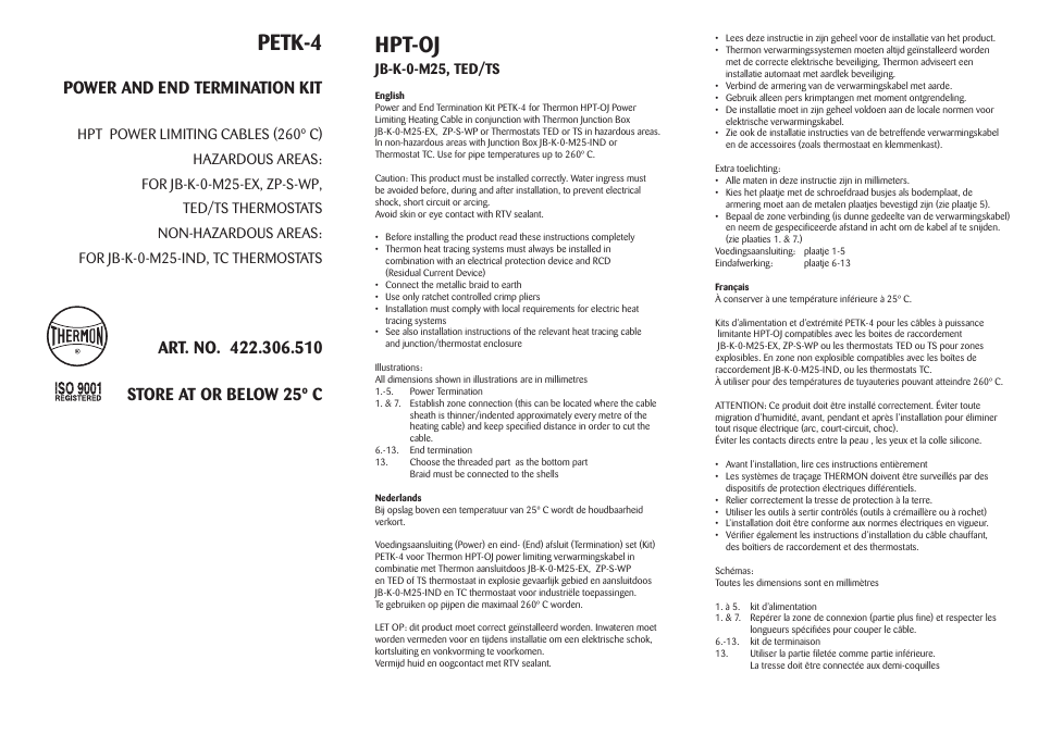 Thermon PETK-4 User Manual | 6 pages