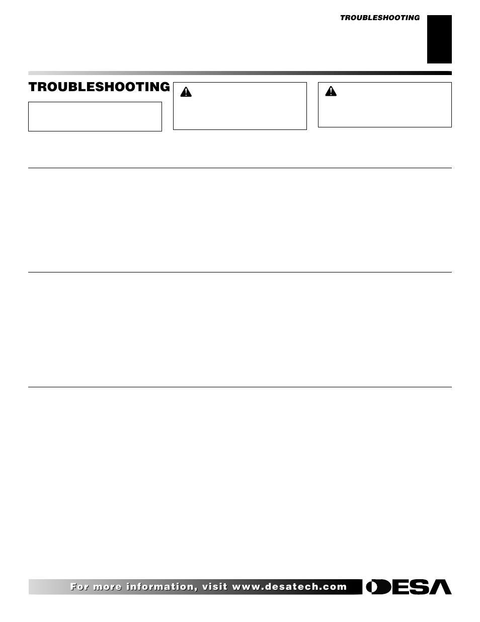 Troubleshooting | Desa Tech 107434-01C.pdf User Manual | Page 17 / 28