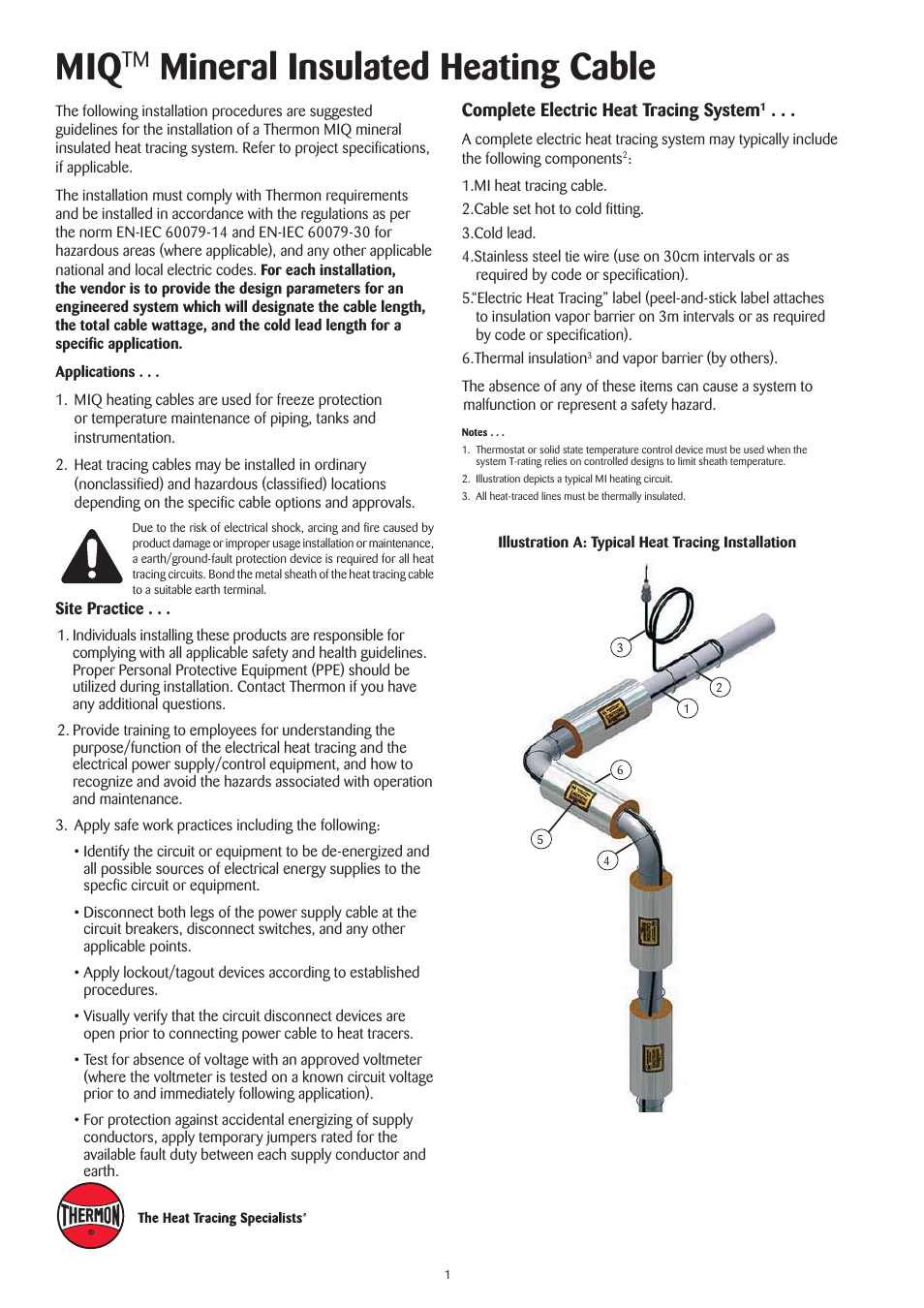 Mineral insulated heating cable | Thermon MIQ Mineral Insulated Heating Cable v.1 User Manual | Page 2 / 11