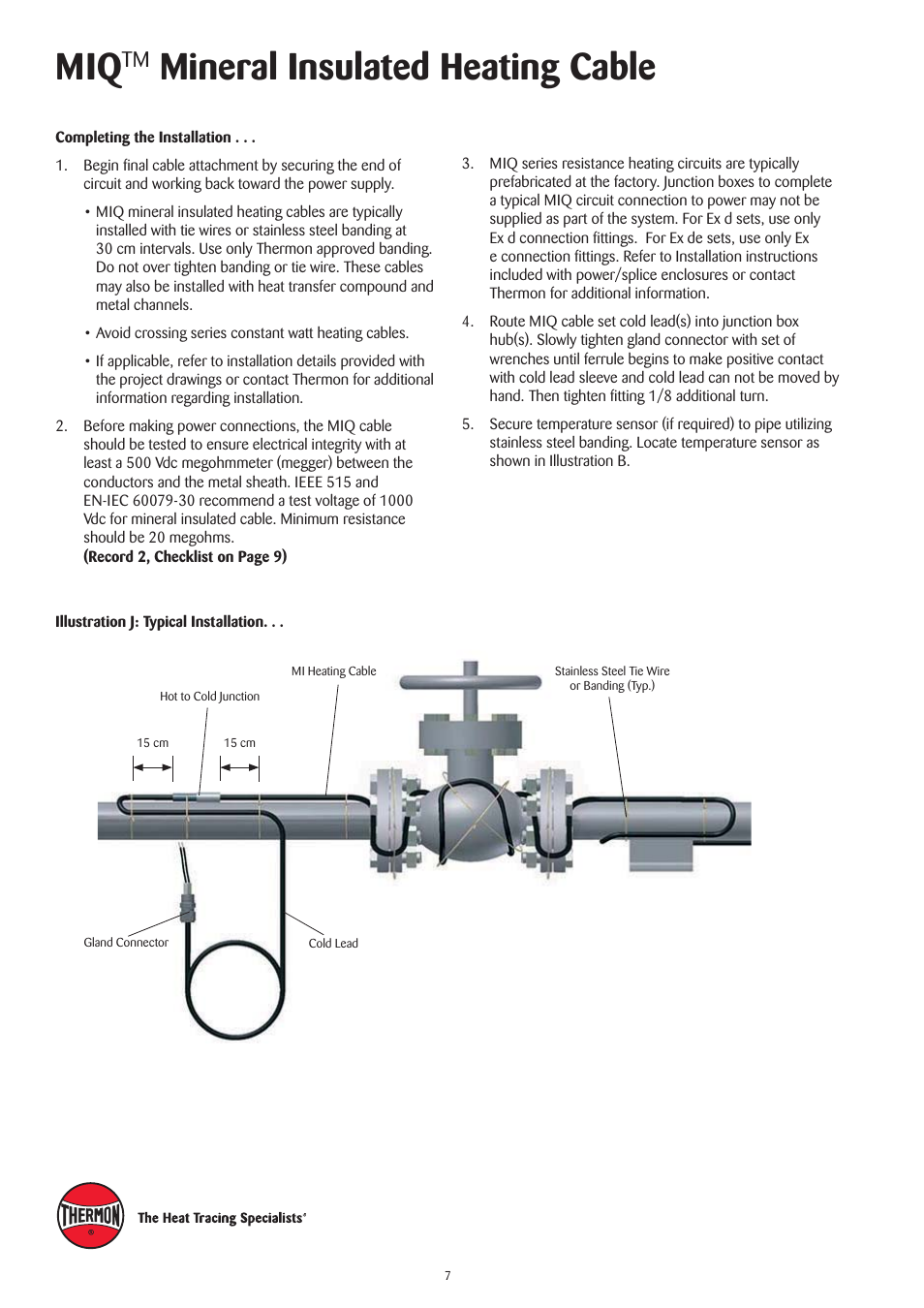 Mineral insulated heating cable | Thermon MIQ Mineral Insulated Heating Cable v.1 User Manual | Page 8 / 11