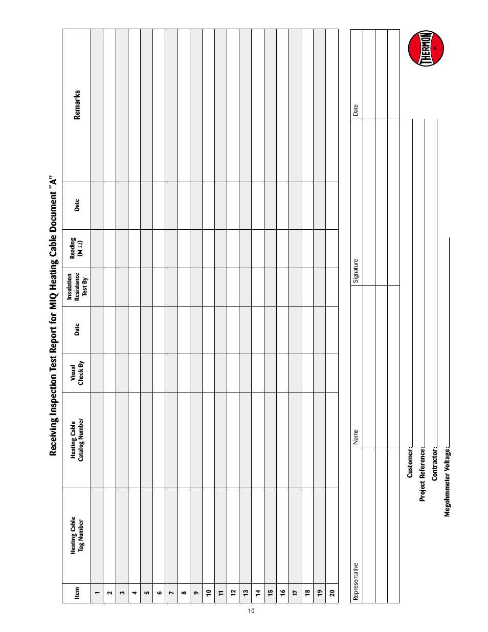 Thermon MIQ Mineral Insulated Heating Cable v.2 User Manual | Page 11 / 14