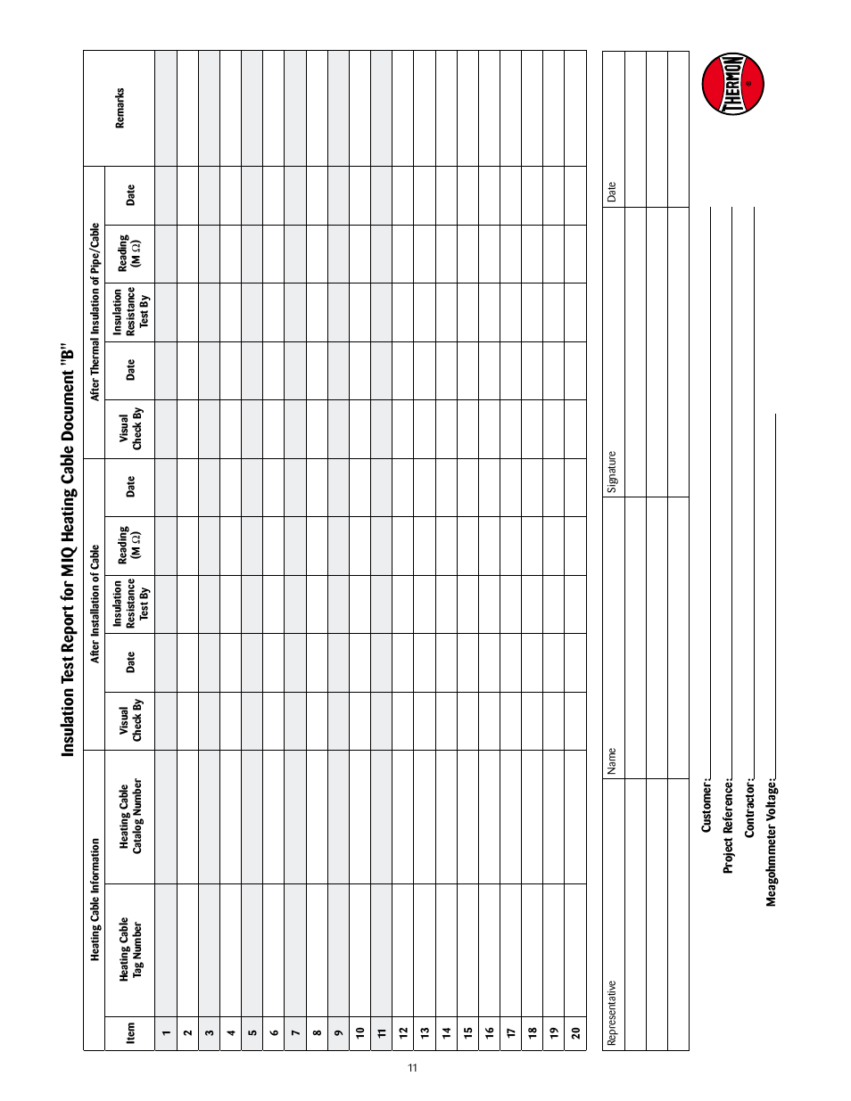 Thermon MIQ Mineral Insulated Heating Cable v.2 User Manual | Page 12 / 14