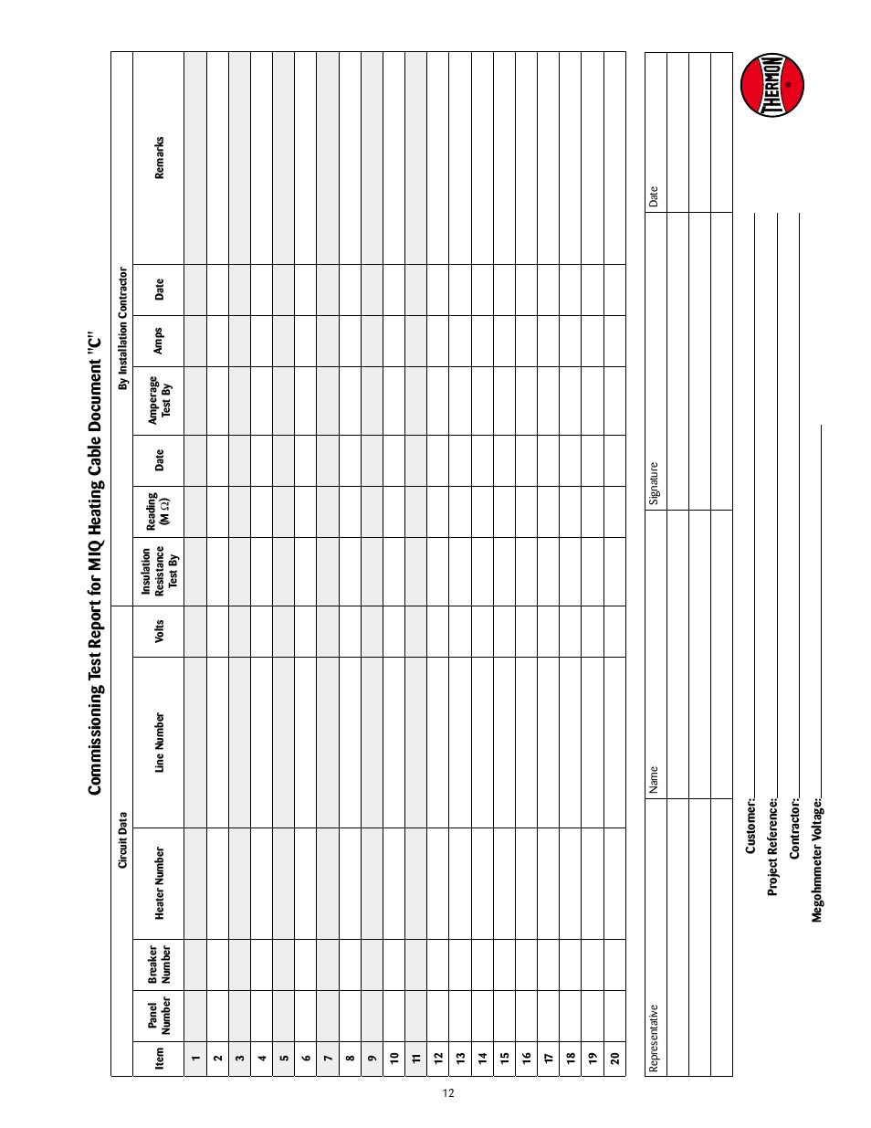 Thermon MIQ Mineral Insulated Heating Cable v.2 User Manual | Page 13 / 14