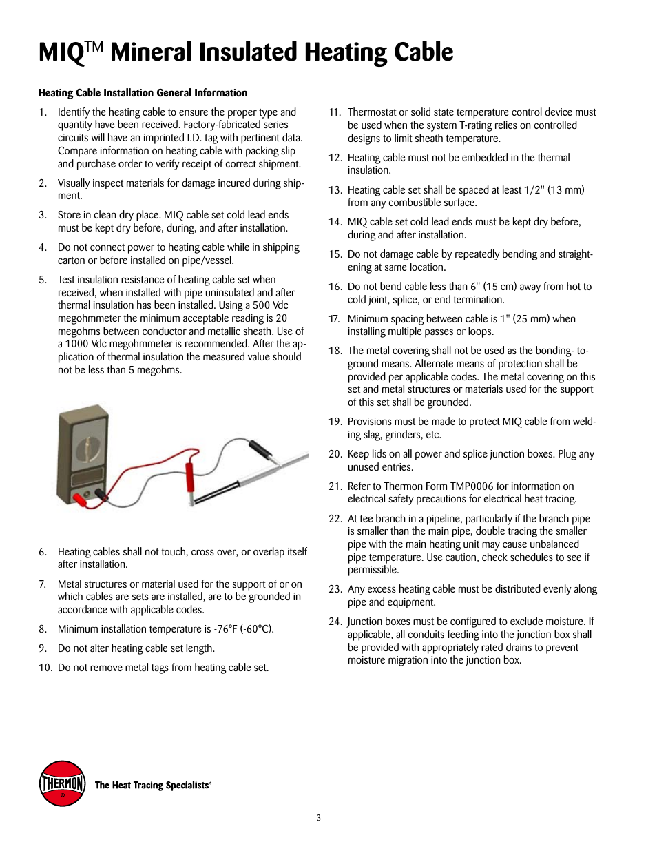 Mineral insulated heating cable | Thermon MIQ Mineral Insulated Heating Cable v.2 User Manual | Page 4 / 14